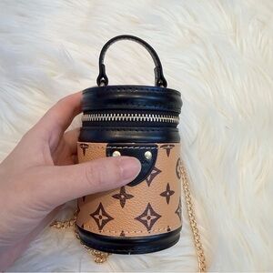 Mini Monogram Bucket Bag Charm w Chain – Fits Cards & Lipstick